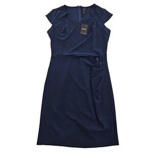 Miusol Women's Sheath Dress XXL Deep Navy Blue Cap Sleeves Midi Length NWT M9759